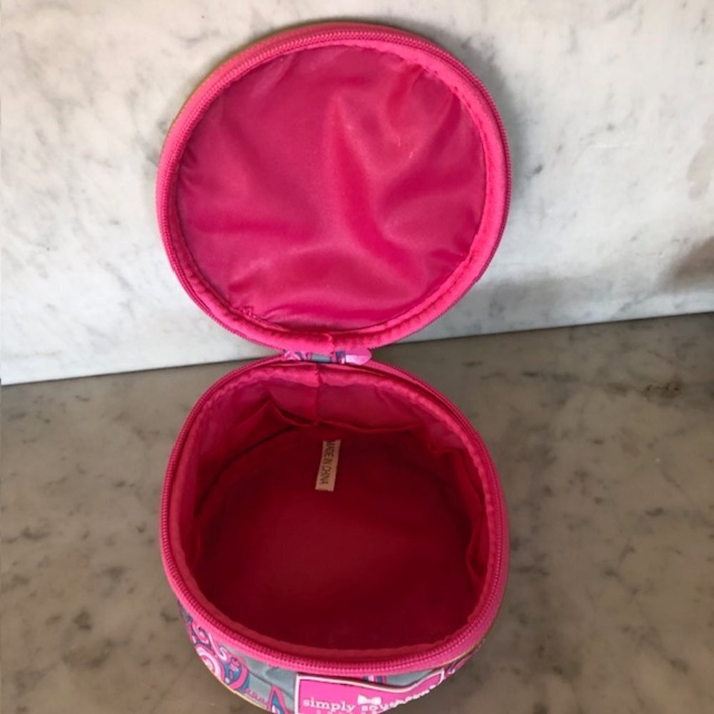SIMPLY SOUTHERN Jewelry Case Pink Blue Floral Round Zip